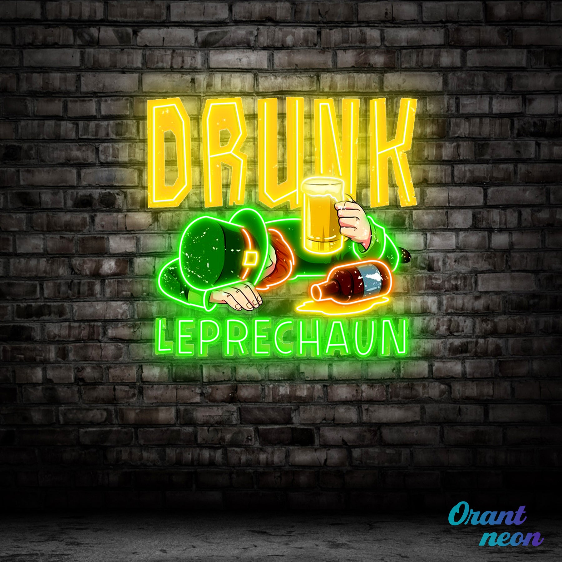 Patrick's Day Fainted Drunken Goblin Led Neon Acrylic Artwork