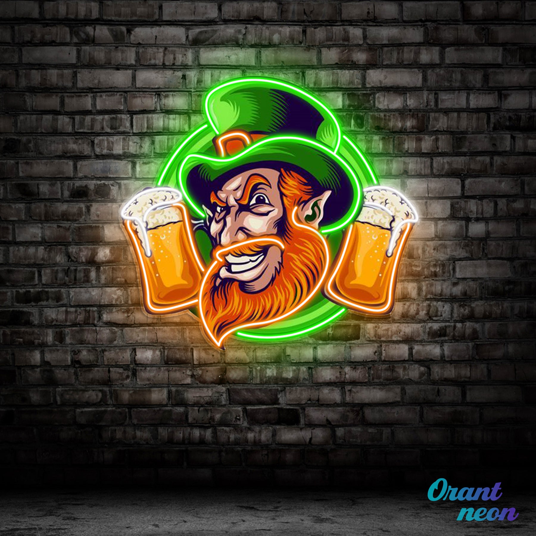 Patrick's Day Cool Goblin Smile and Beer Led Neon Acrylic Artwork