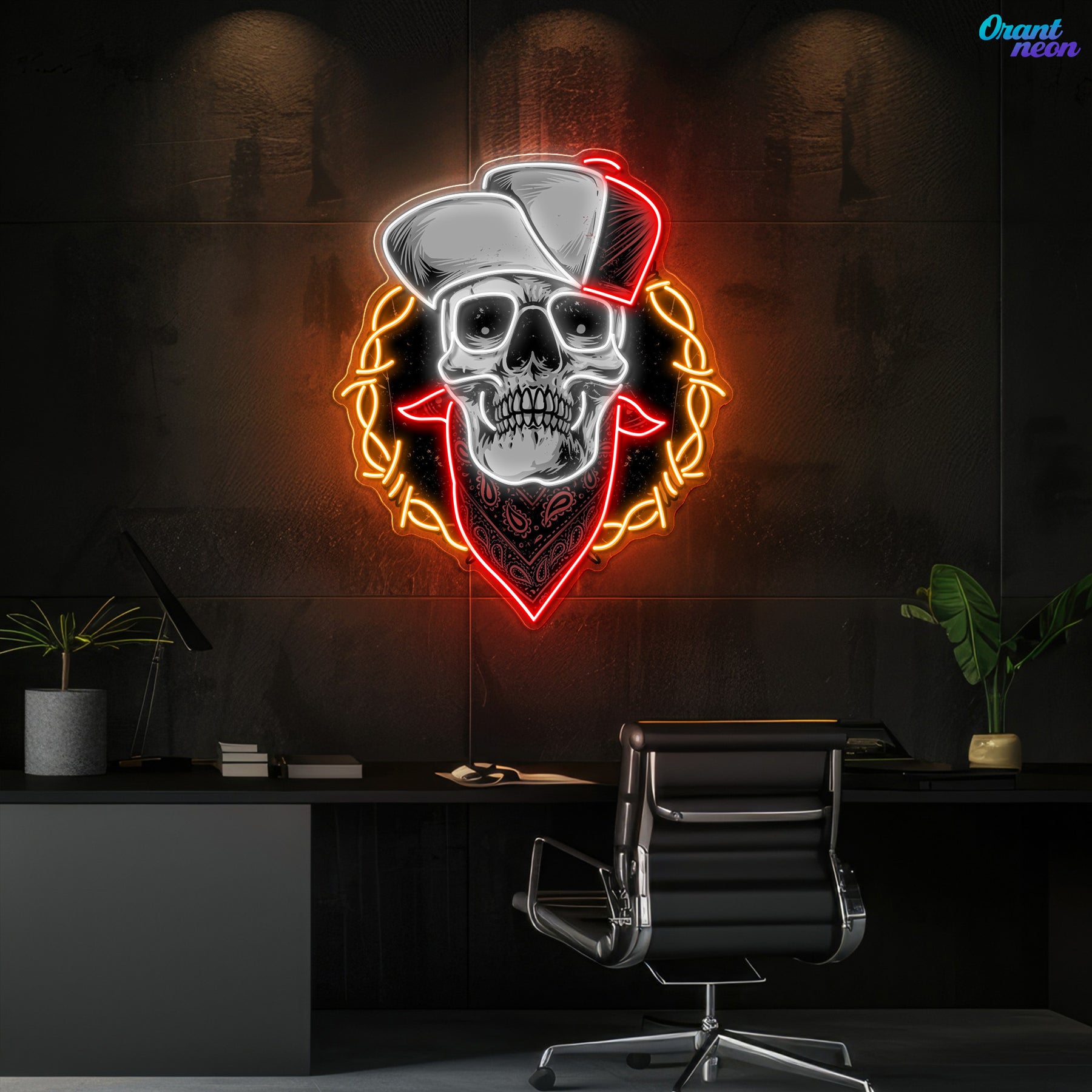 Head of the Dead: Neon Skull with Hat Neon Sign Light Artwork