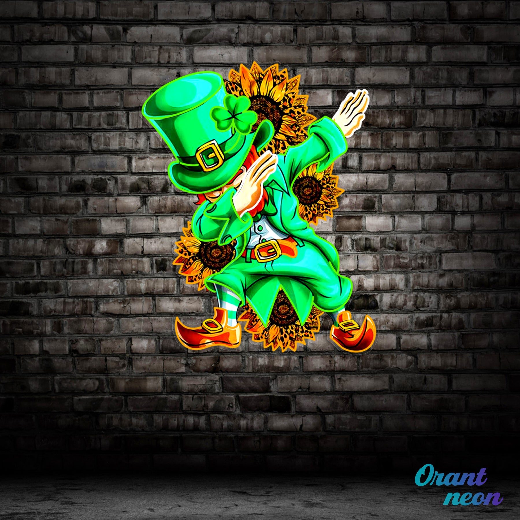 Patrick's Day Goblin A Dap with Sunflowers Led Neon Acrylic Artwork