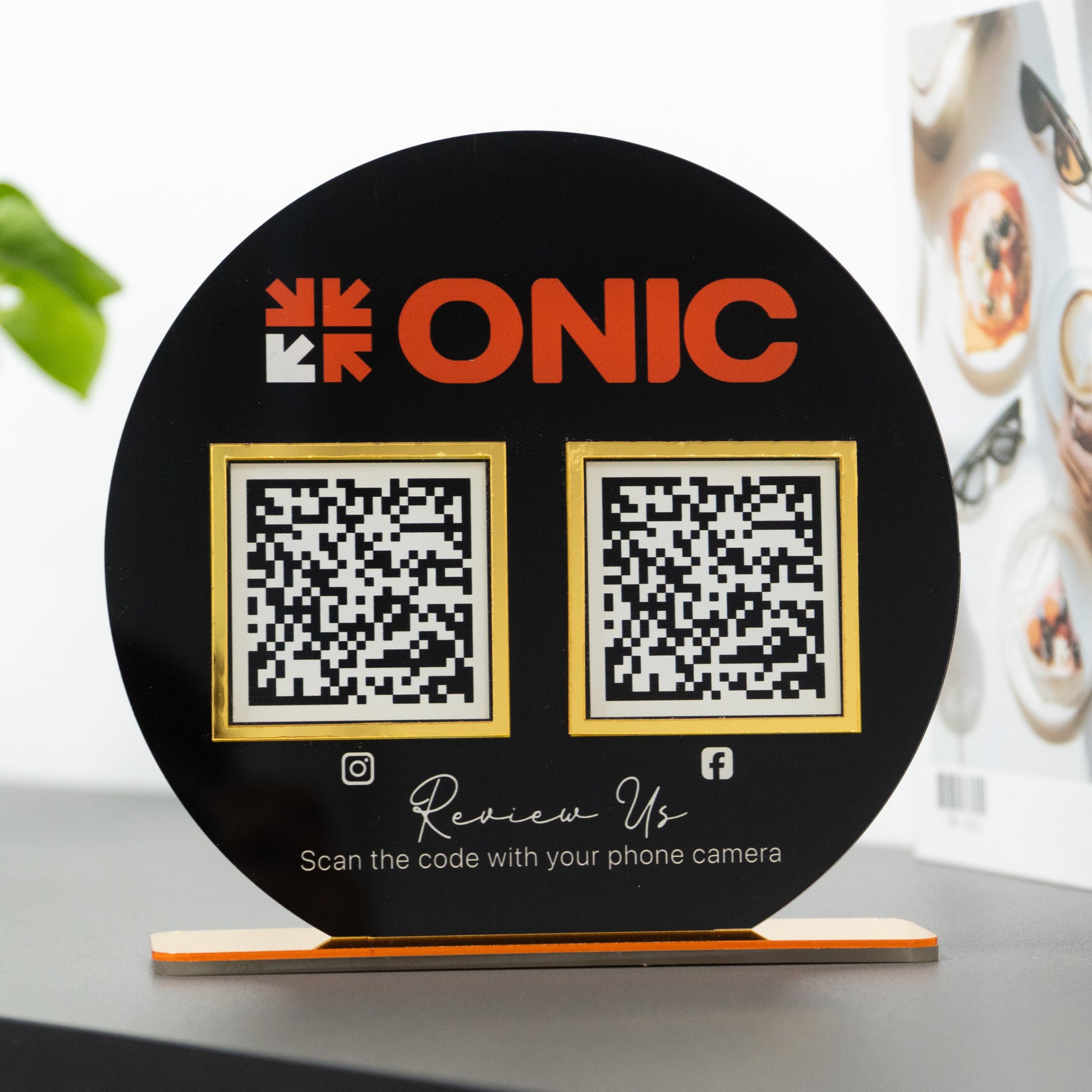 Custom Double QR Code Circle Stand Layout B