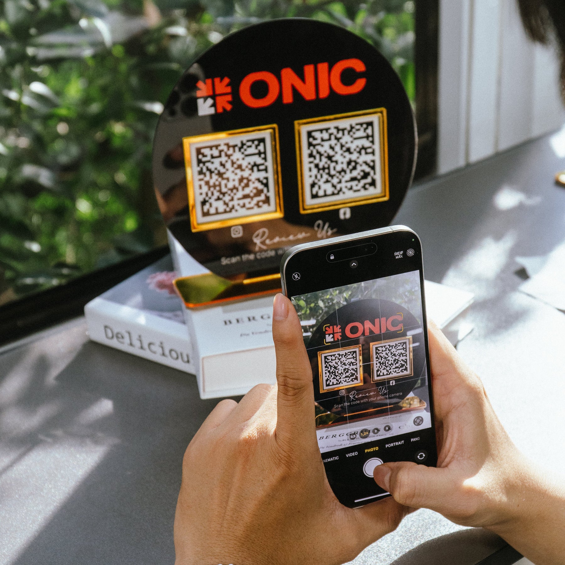Custom Double QR Code Circle Stand Layout B