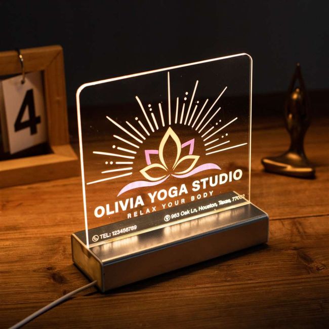 Custom Yoga Studio Night Light with Lotus SGTN047