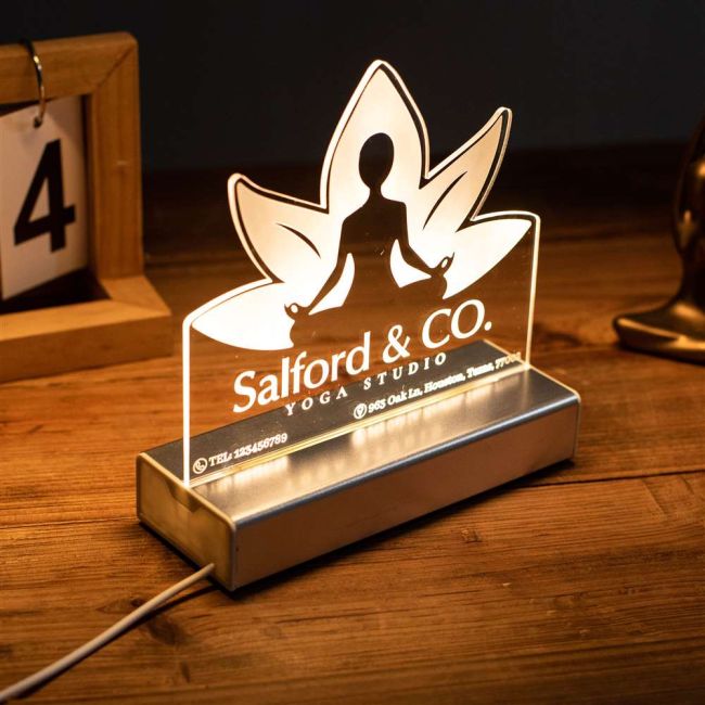 Personalized lotus yoga studio night light SGTN046