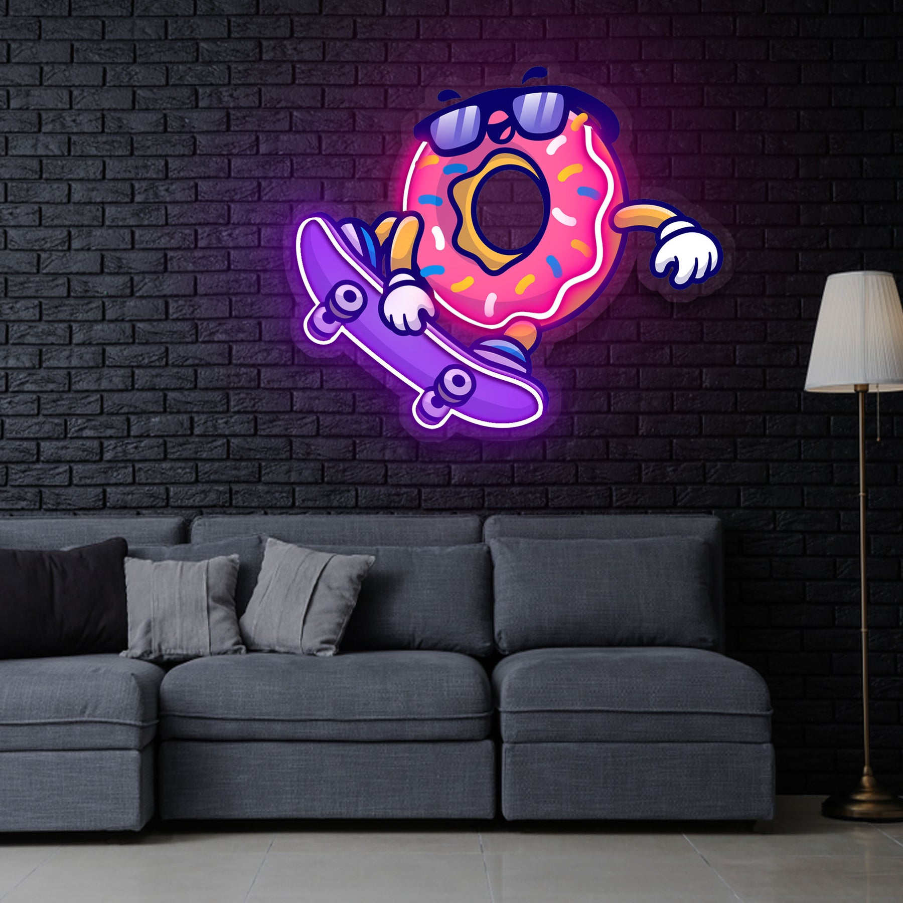 Beignet Mignon Jouant Skateboard Cartoon