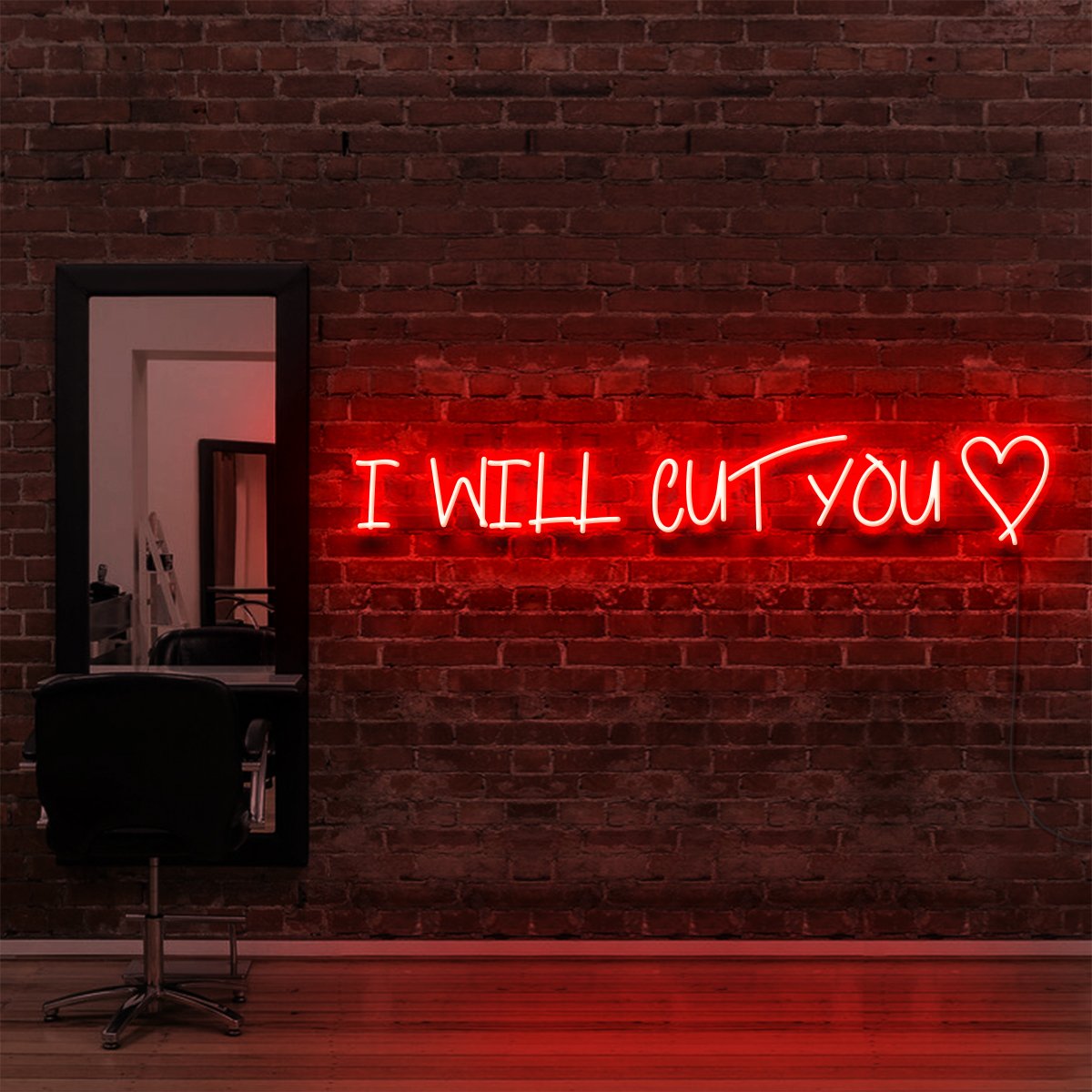 "I Will Cut You" Neon Sign for Hair Salons & Barbershops