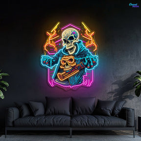 Skull Beats: Neon Vibes from the Grave Neon Sign Light Artwork