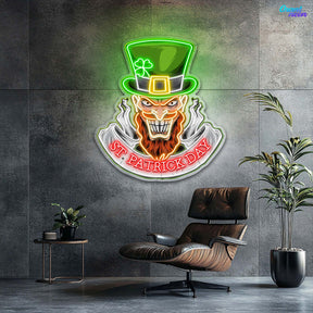 St. Patrick’s Neon Skull: Luck, Shamrocks, and Spirit Neon Sign Light Art Work