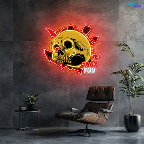 Dirty Skull With Graffity Neon Sign Light Artwork