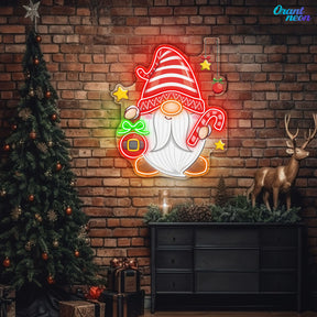Christmas Dwarf with Bauble and Candy Neon Sign  Light Artwork