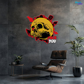 Dirty Skull With Graffity Neon Sign Light Artwork