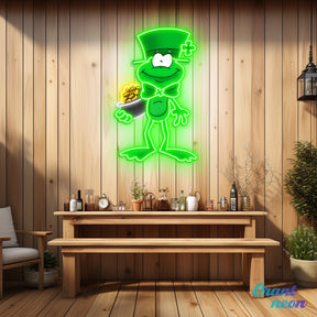 Patrick's Day Holding Money And Wearing Hat Led Neon Acrylic Artwork