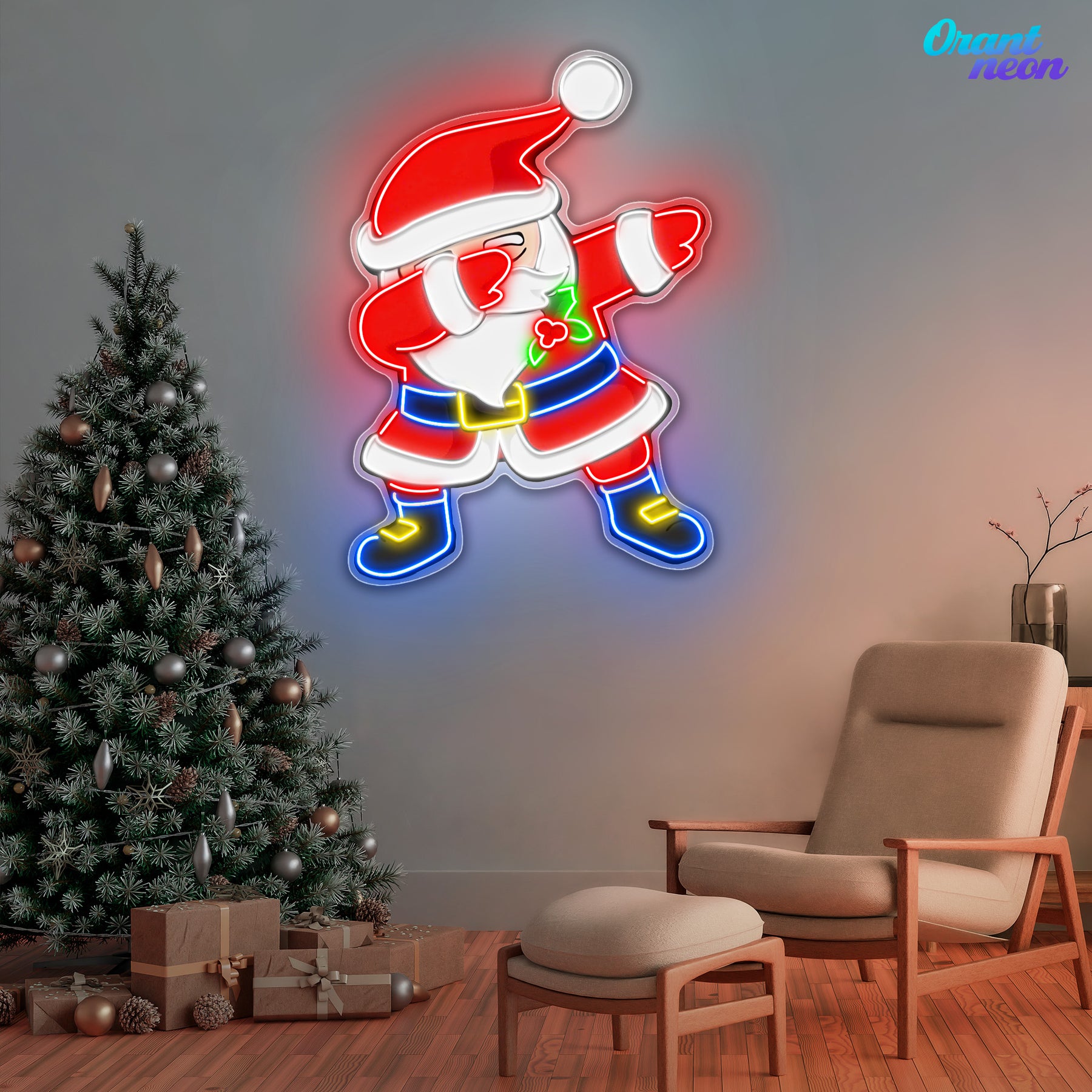 Dabbin' Santa Style Neon Sign Light Artwork