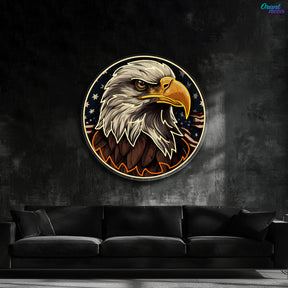America Eagle Head Flag Neon Sign