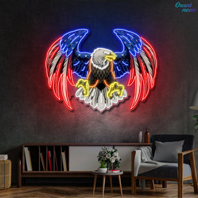 Bald eagle with america flag Neon Sign Light Artwork