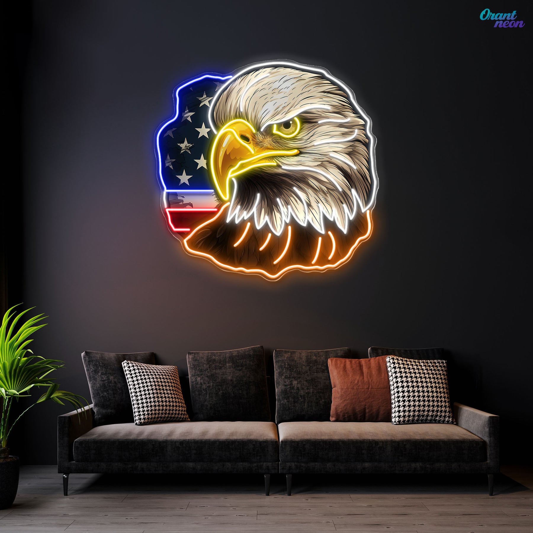 Flag Bald America Eagle Neon Sign Light Artwork