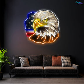 Flag Bald America Eagle Neon Sign Light Artwork