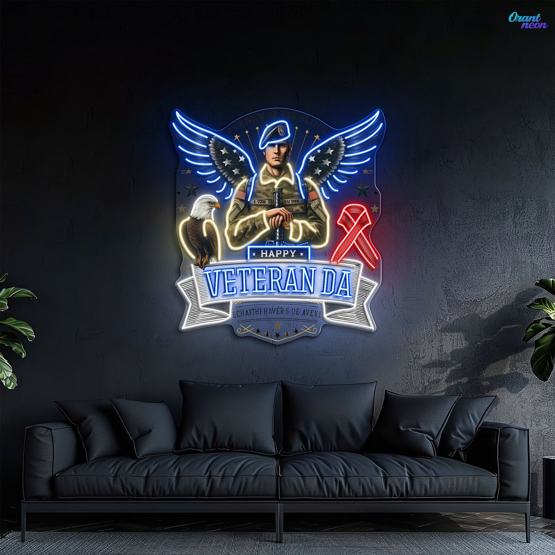 Soldier America Wings and Cool Eagle best Gift for Veteran Neon Sign Light Artwork