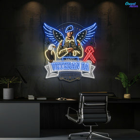 Soldier America Wings and Cool Eagle best Gift for Veteran Neon Sign Light Artwork