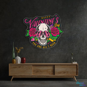 Love Through the Skull: Roses & Arrows Best Gift For Valentine Neon Sight Light Artwork