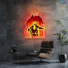 Service, Sacrifice, Strength: Veterans & Firefighters Neon Sign Light Artwork