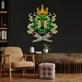 Custom Name King Skull Cannabis Weed Smoking Artwork Led Neon Sign Light