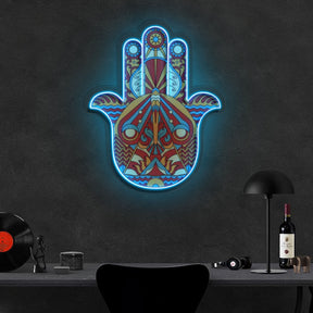 "Hamsa" Neon x Acrylic Artwork