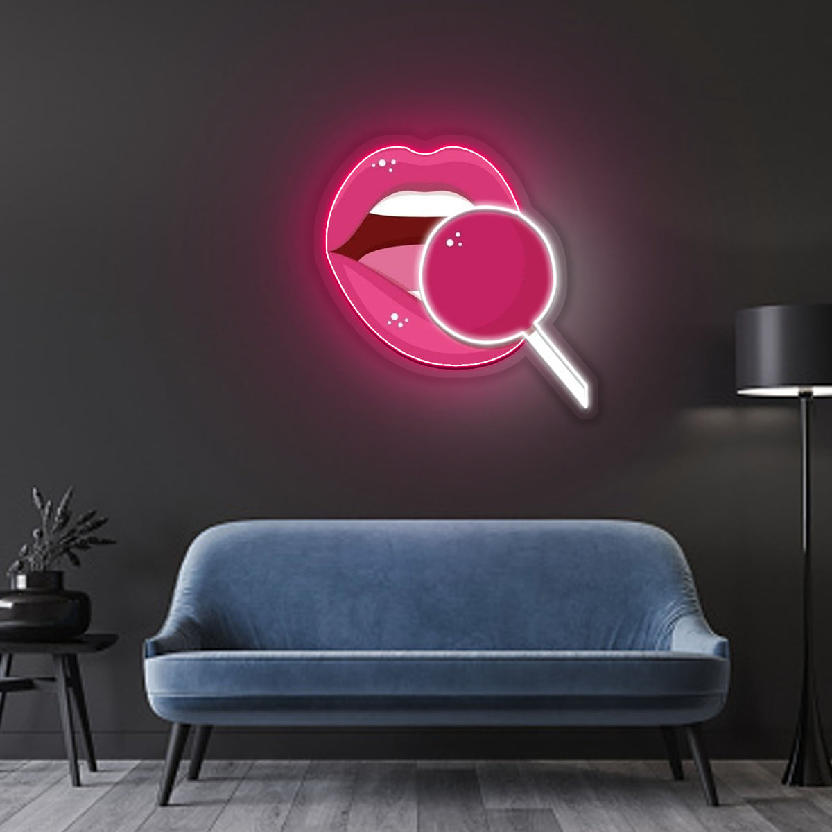 Pink lip Neon Sign x Acrylic Artwork