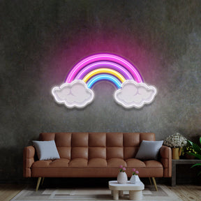 Rainbow Floating on Clouds LED Neon Sign Light Pop Art