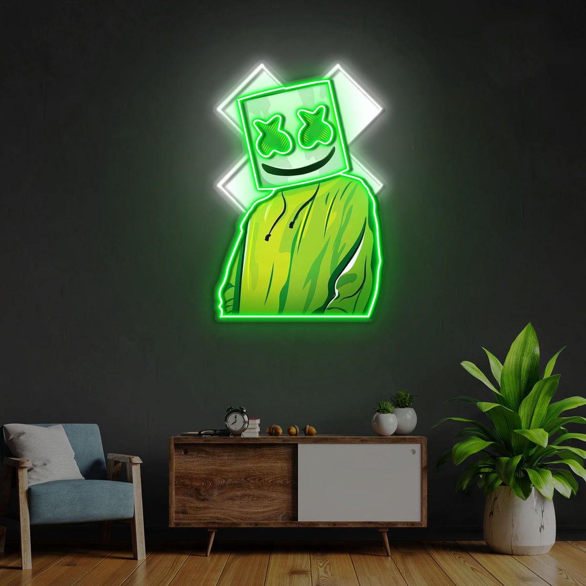 X Mask Cartoon Neon x Acrylic Artwork