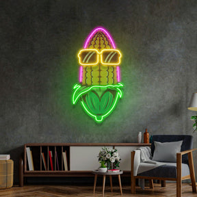 Corn Using Glasses LED Neon Sign Light Pop Art