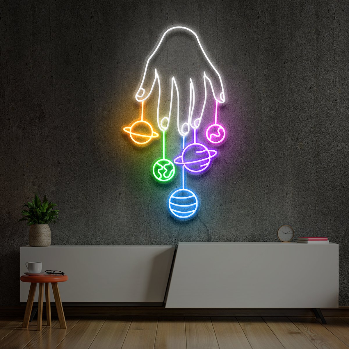 "Cosmic Hand" Multicolour Neon Sign