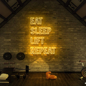"Eat Sleep Lift Repeat" Neon Sign for Gyms & Fitness Studios