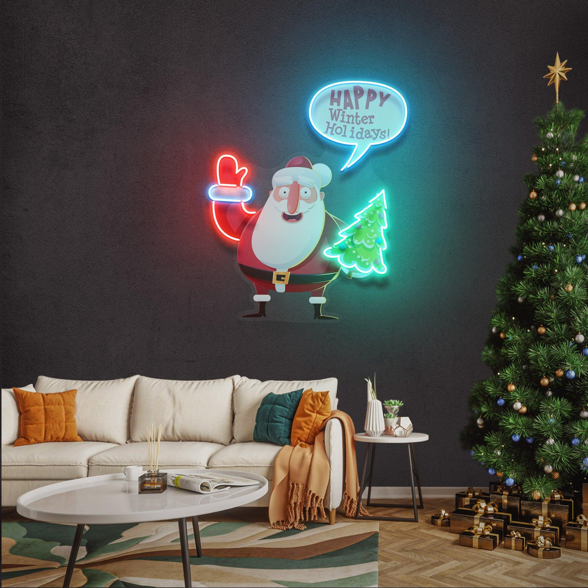 Hello Santa! Christmas Neon Sign