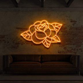 "Old School Rose" Neon Sign for Tattoo Parlours