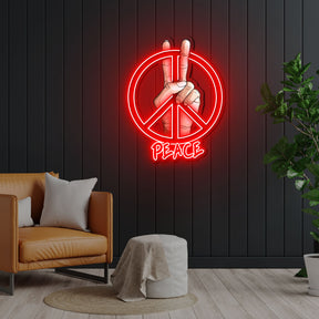 Peace Sign Neon Sign x Acrylic Artwork