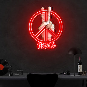 Peace Sign Neon Sign x Acrylic Artwork