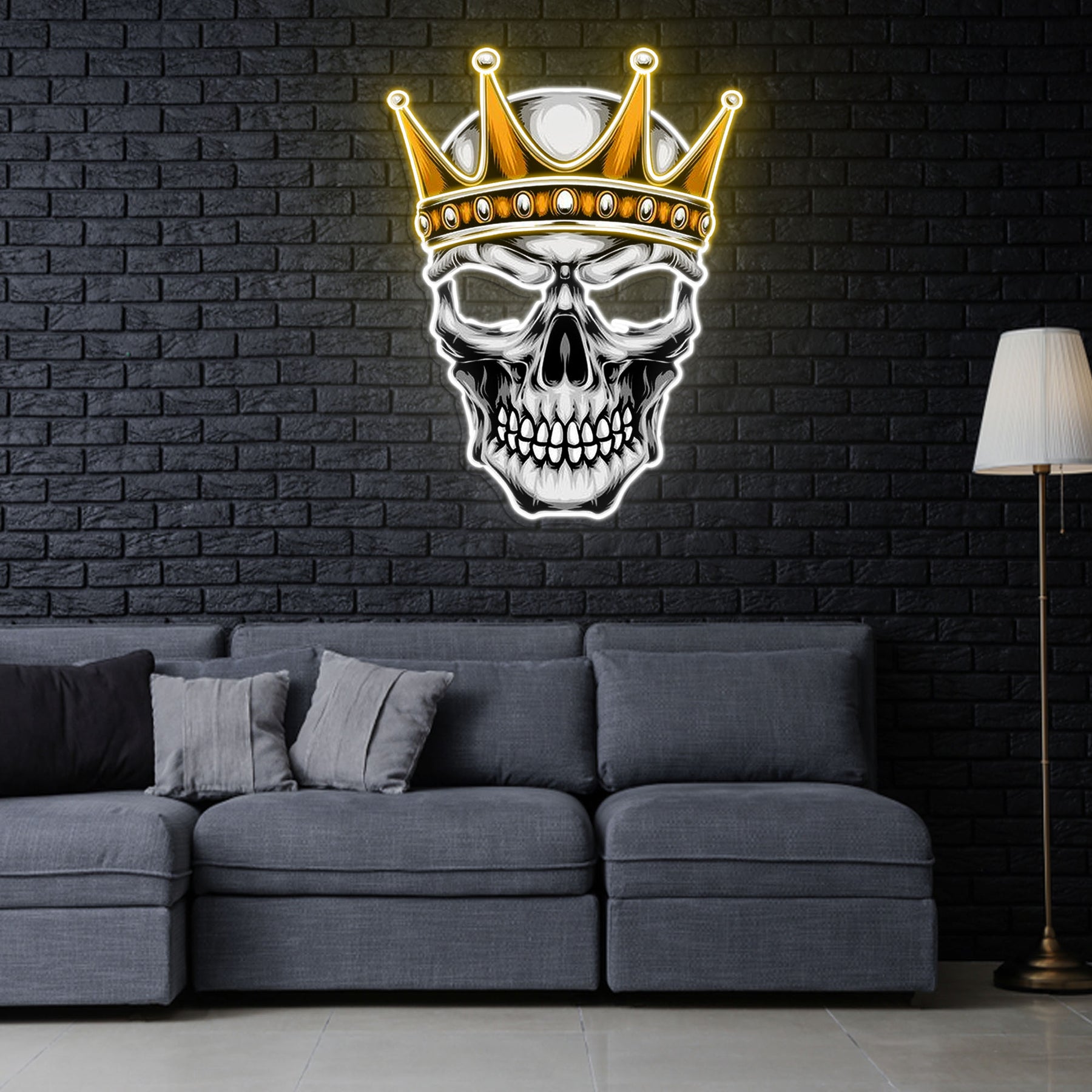 Skull With Crown Neon Sign x Acrylic Artwork