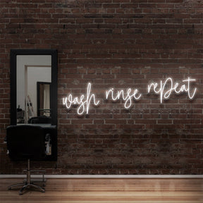 "Wash Rinse Repeat" Neon Sign for Hair Salons & Barbershops