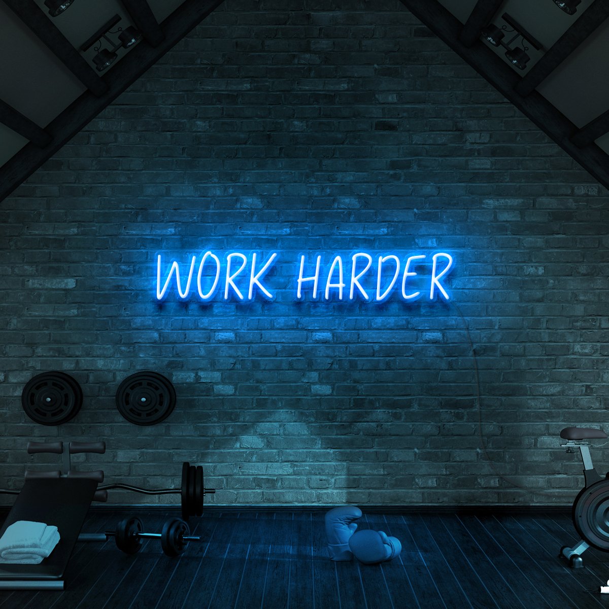 "Work Harder" Neon Sign for Gyms & Fitness Studios