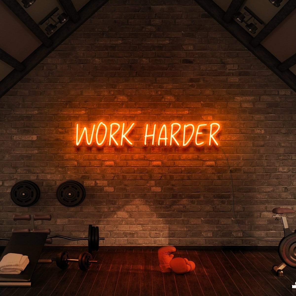"Work Harder" Neon Sign for Gyms & Fitness Studios