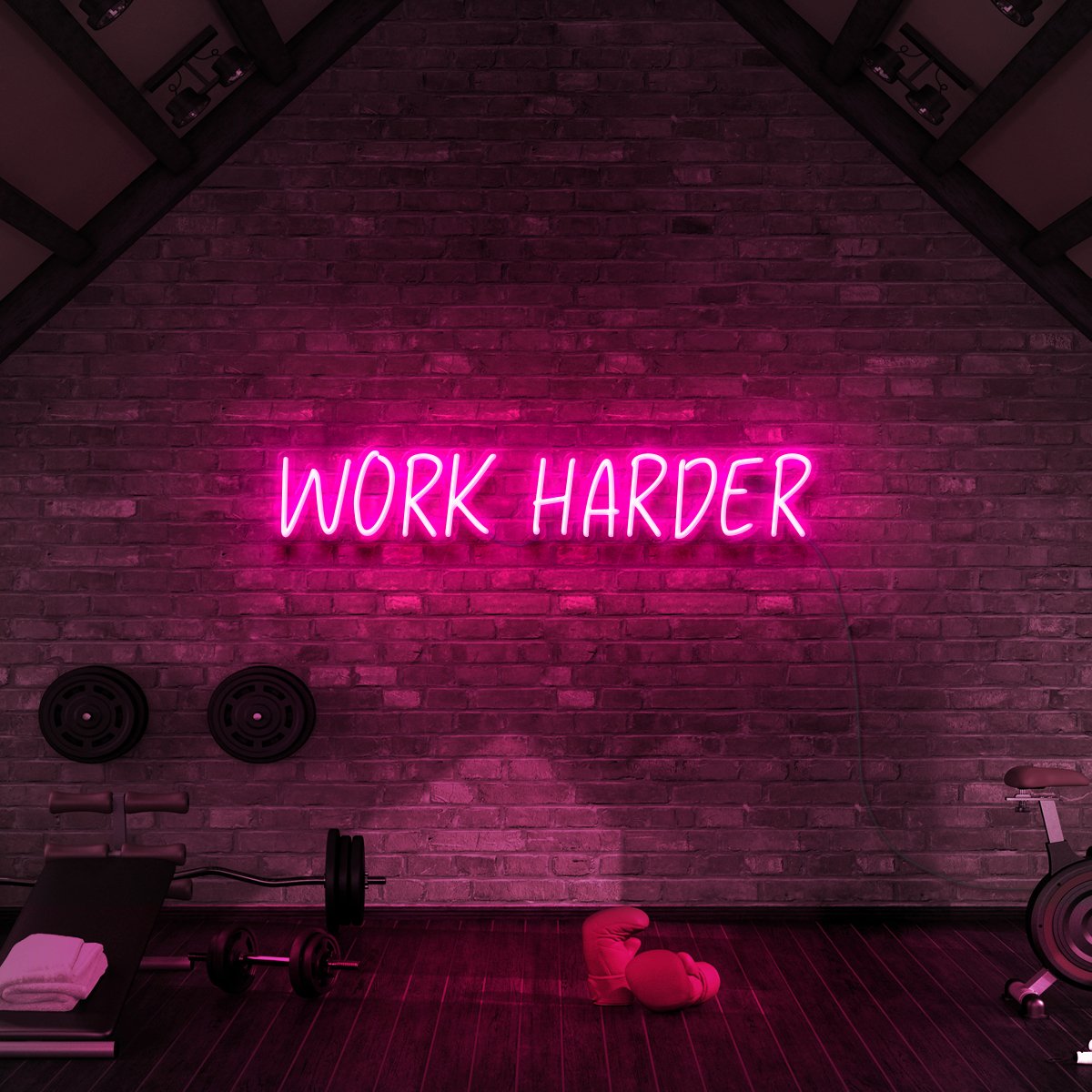 "Work Harder" Neon Sign for Gyms & Fitness Studios