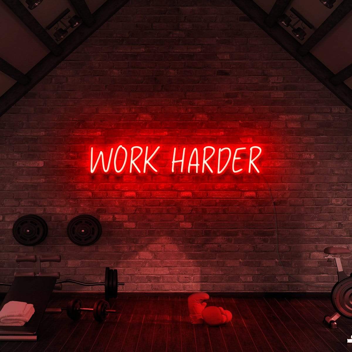 "Work Harder" Neon Sign for Gyms & Fitness Studios